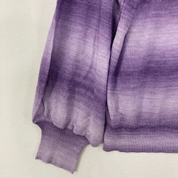 New DG2 Diane Gilman size XL Purple Crew Neck Puff Sleeve Light Knit Sweater - Picture 6 of 9